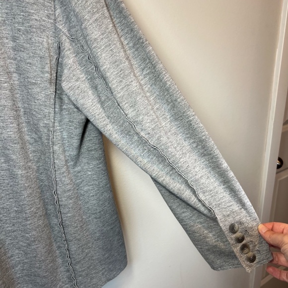 J. Jill Women's Wool Blend Knit Blazer Gray Raw Edge Seam Pockets Capsule  Large - Picture 11 of 14